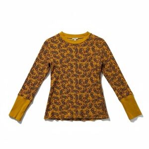 Sundance Thermal Boho Shirt Women's Small Yellow Slim Fit Long Sleeve Top